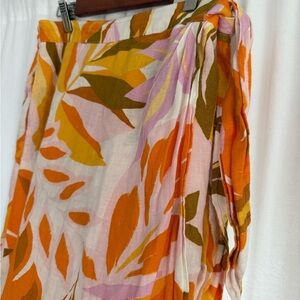 C&C California 100% Linen Midi Skirt Women Medium